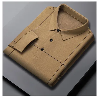 Middle-aged Lapel Long Sleeve Men's Casual And Comfortable Striped