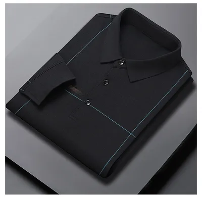Middle-aged Lapel Long Sleeve Men's Casual And Comfortable Striped