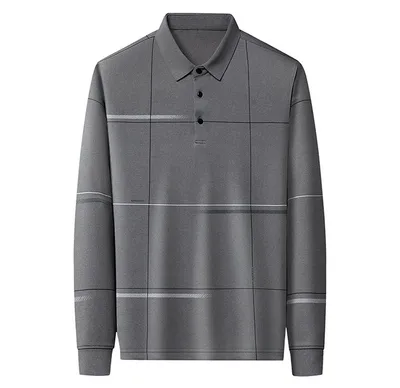Middle-aged Lapel Long Sleeve Men's Casual And Comfortable Striped
