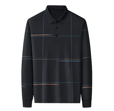 Middle-aged Lapel Long Sleeve Men's Casual And Comfortable Striped