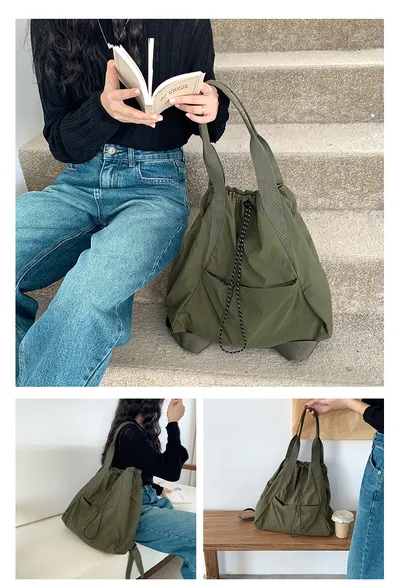 Women's Casual Korean Version Drawstring Tote Bag