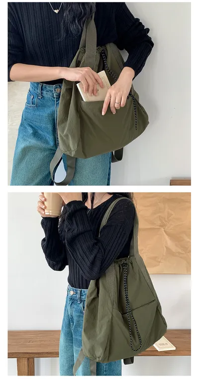 Women's Casual Korean Version Drawstring Tote Bag
