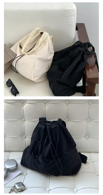 Women's Casual Korean Version Drawstring Tote Bag