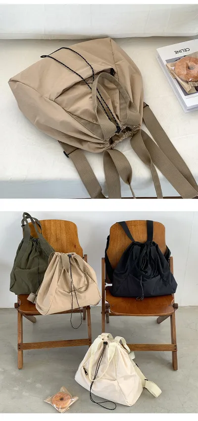 Women's Casual Korean Version Drawstring Tote Bag