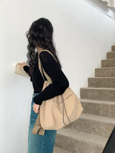 Women's Casual Korean Version Drawstring Tote Bag