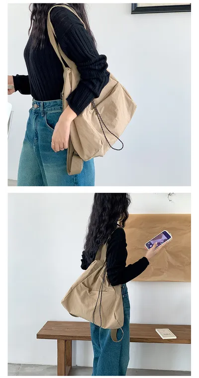 Women's Casual Korean Version Drawstring Tote Bag