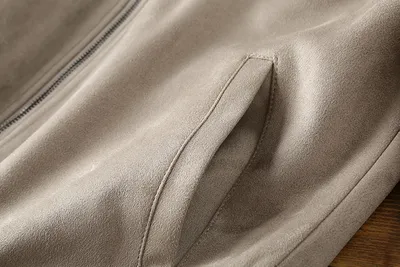 Men's Suede Autumn Solid Color Casual Baseball Collar Jacket Jacket