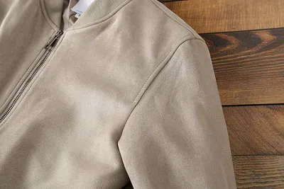 Men's Suede Autumn Solid Color Casual Baseball Collar Jacket Jacket