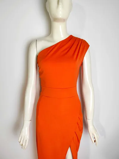 Women's One-shoulder High Waist Front Slit Temperament Dress