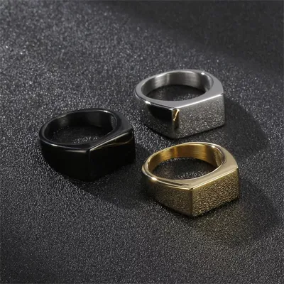 Men's Simplicity Style Rectangular Glossy Ring