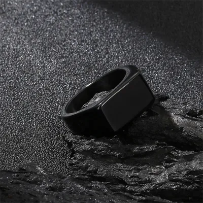 Men's Simplicity Style Rectangular Glossy Ring
