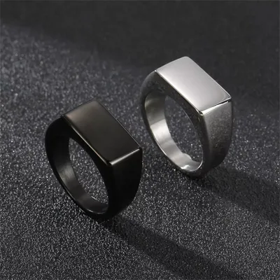 Men's Simplicity Style Rectangular Glossy Ring