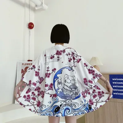 Chinese Style Artistic Lucky Cat Pattern Sun Protection Clothing Cardigan
