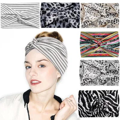 Fashion Women's Wide-brimmed Stretch Fabric Craft Cross Hair Band