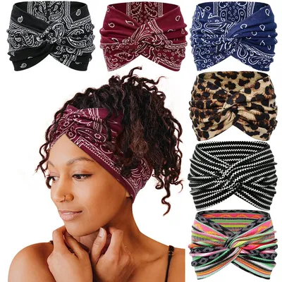 Fashion Women's Wide-brimmed Stretch Fabric Craft Cross Hair Band