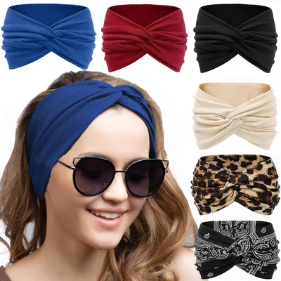 Fashion Women's Wide-brimmed Stretch Fabric Craft Cross Hair Band
