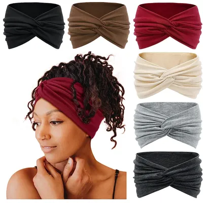 Fashion Women's Wide-brimmed Stretch Fabric Craft Cross Hair Band