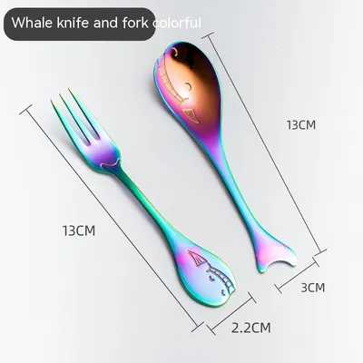 Creative Cute Dolphin 304 Stainless Steel Coffee Knife And Fork Suit