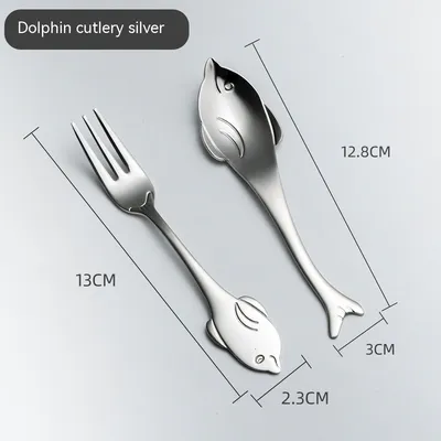 Creative Cute Dolphin 304 Stainless Steel Coffee Knife And Fork Suit