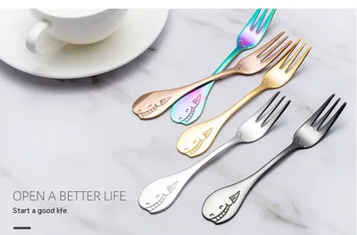 Creative Cute Dolphin 304 Stainless Steel Coffee Knife And Fork Suit
