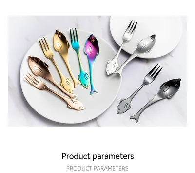Creative Cute Dolphin 304 Stainless Steel Coffee Knife And Fork Suit