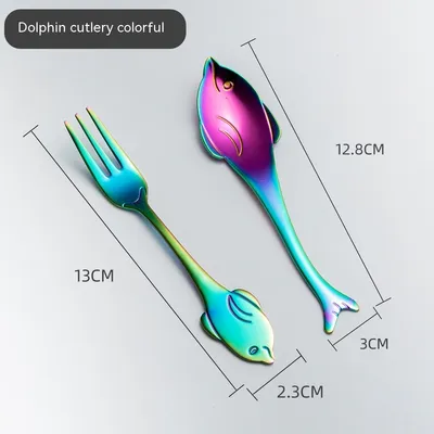 Creative Cute Dolphin 304 Stainless Steel Coffee Knife And Fork Suit