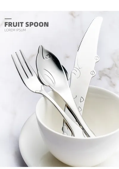 Creative Cute Dolphin 304 Stainless Steel Coffee Knife And Fork Suit