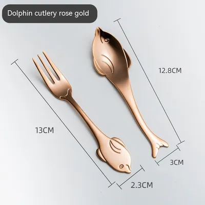 Creative Cute Dolphin 304 Stainless Steel Coffee Knife And Fork Suit