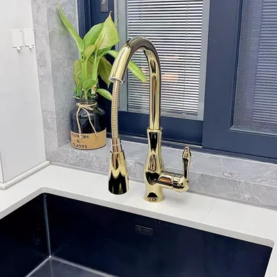French Retro Pull Faucet Copper Classical Faucet Kitchen Sink Vegetable Basin Creative Hot And Cold Water Head
