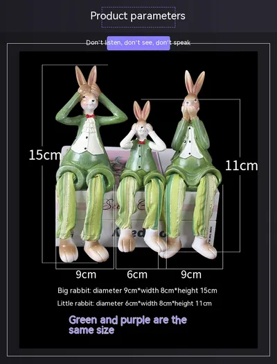 Creative Cute Three Rabbit Hanging Feet Doll Resin Crafts Home Decoration Ornaments
