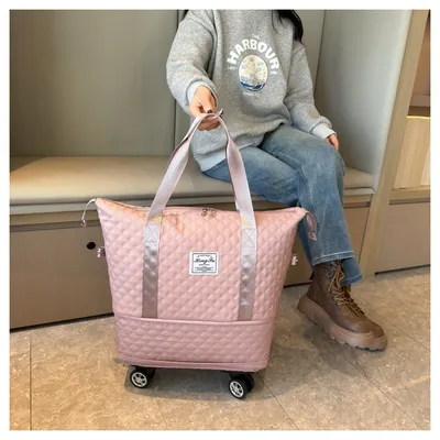 Universal Wheel Rhombus Travel Bag Lightweight Dry Wet Separation Large Capacity Fitness Yoga Bag