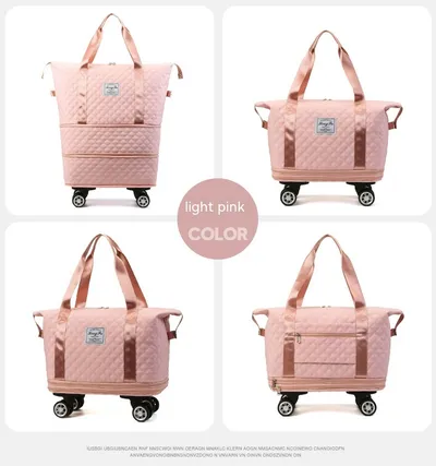 Universal Wheel Rhombus Travel Bag Lightweight Dry Wet Separation Large Capacity Fitness Yoga Bag