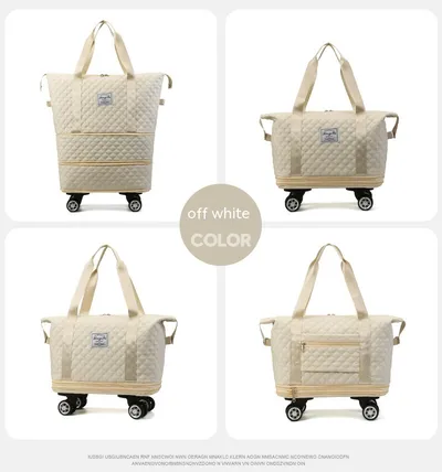 Universal Wheel Rhombus Travel Bag Lightweight Dry Wet Separation Large Capacity Fitness Yoga Bag