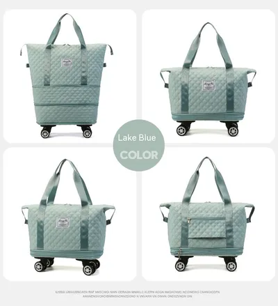 Universal Wheel Rhombus Travel Bag Lightweight Dry Wet Separation Large Capacity Fitness Yoga Bag