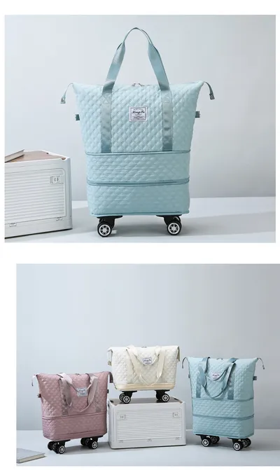 Universal Wheel Rhombus Travel Bag Lightweight Dry Wet Separation Large Capacity Fitness Yoga Bag