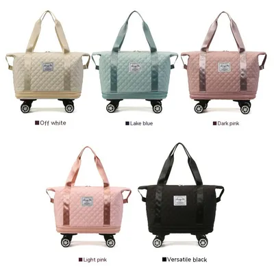 Universal Wheel Rhombus Travel Bag Lightweight Dry Wet Separation Large Capacity Fitness Yoga Bag