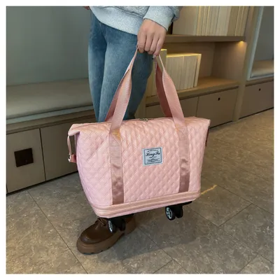 Universal Wheel Rhombus Travel Bag Lightweight Dry Wet Separation Large Capacity Fitness Yoga Bag