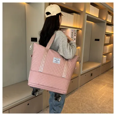 Universal Wheel Rhombus Travel Bag Lightweight Dry Wet Separation Large Capacity Fitness Yoga Bag