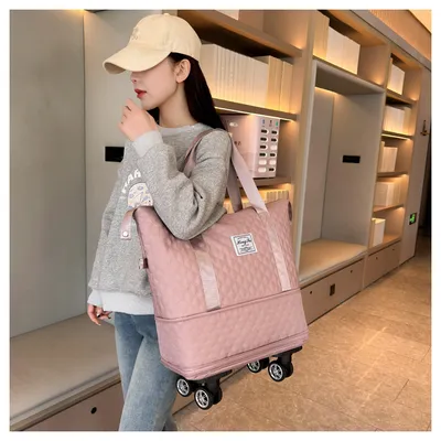 Universal Wheel Rhombus Travel Bag Lightweight Dry Wet Separation Large Capacity Fitness Yoga Bag
