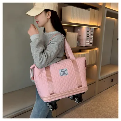 Universal Wheel Rhombus Travel Bag Lightweight Dry Wet Separation Large Capacity Fitness Yoga Bag