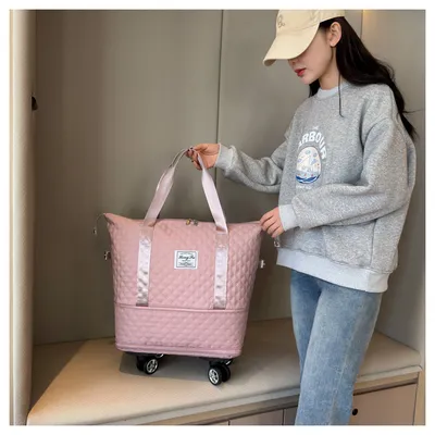 Universal Wheel Rhombus Travel Bag Lightweight Dry Wet Separation Large Capacity Fitness Yoga Bag