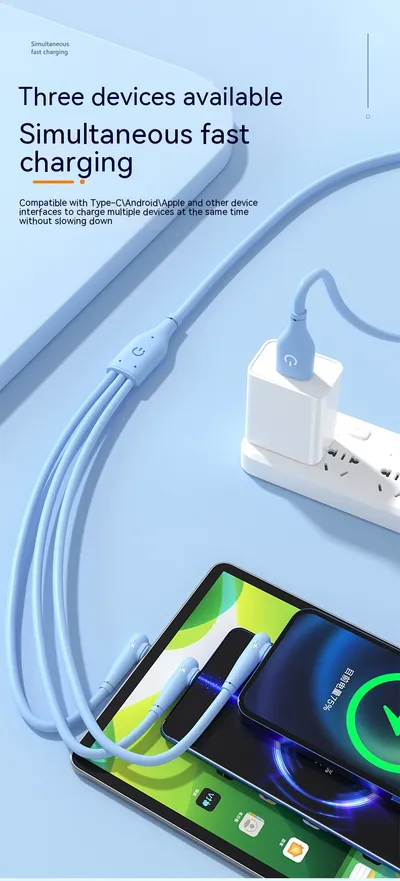 6A Super Fast Charge One-to-three Elbow Data Cable