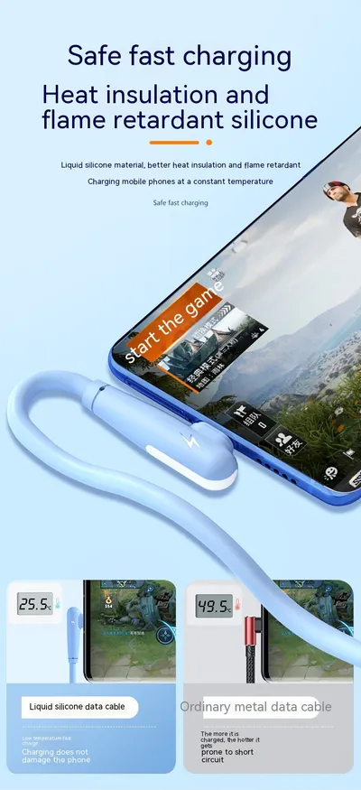 6A Super Fast Charge One-to-three Elbow Data Cable