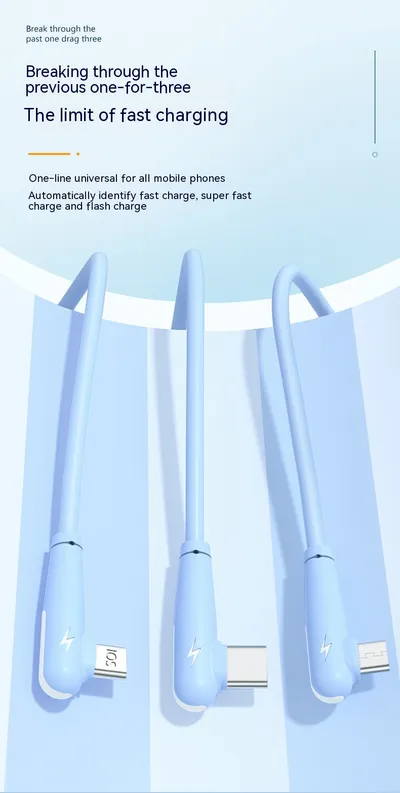 6A Super Fast Charge One-to-three Elbow Data Cable
