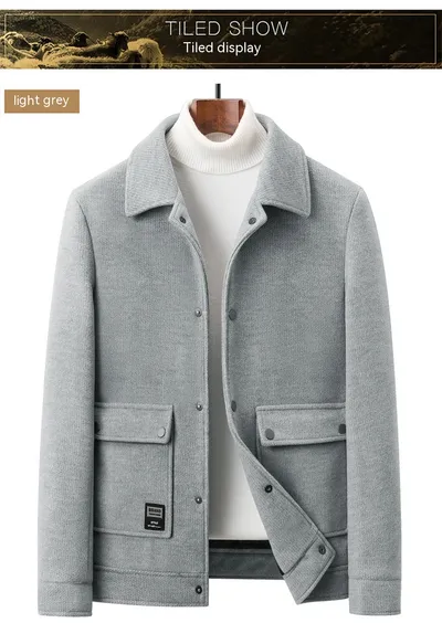 Men's Casual Autumn Lapel Woolen Jacket