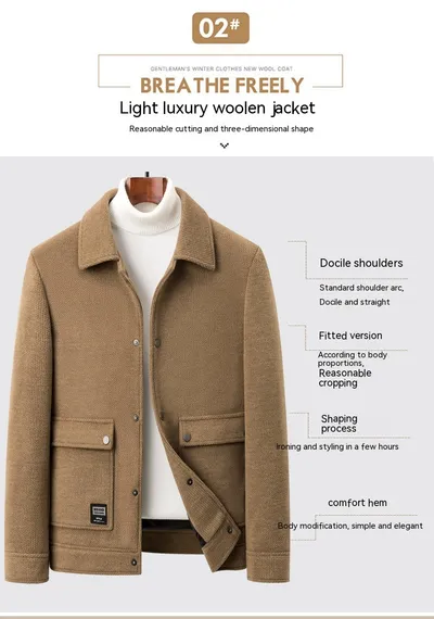 Men's Casual Autumn Lapel Woolen Jacket