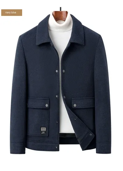 Men's Casual Autumn Lapel Woolen Jacket
