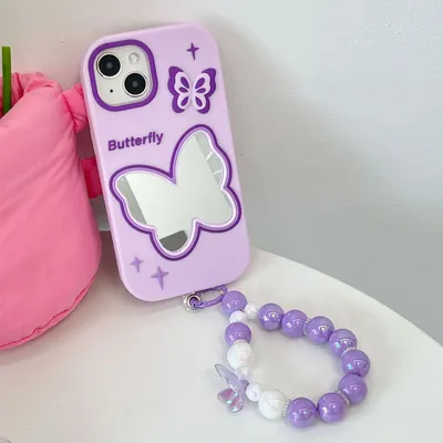 Purple Butterfly Mirror Silicone Phone Case