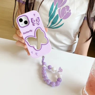 Purple Butterfly Mirror Silicone Phone Case