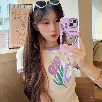 Purple Butterfly Mirror Silicone Phone Case